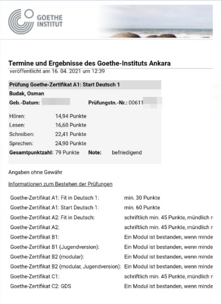 A1 prüfung goethe Deutschprüfungen am